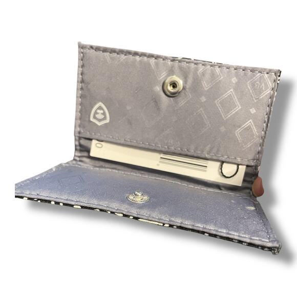 Vera Bradley Mini Card Case Stellar Paisley 29860 ID Wallet Black White NWT New - Picture 5 of 7